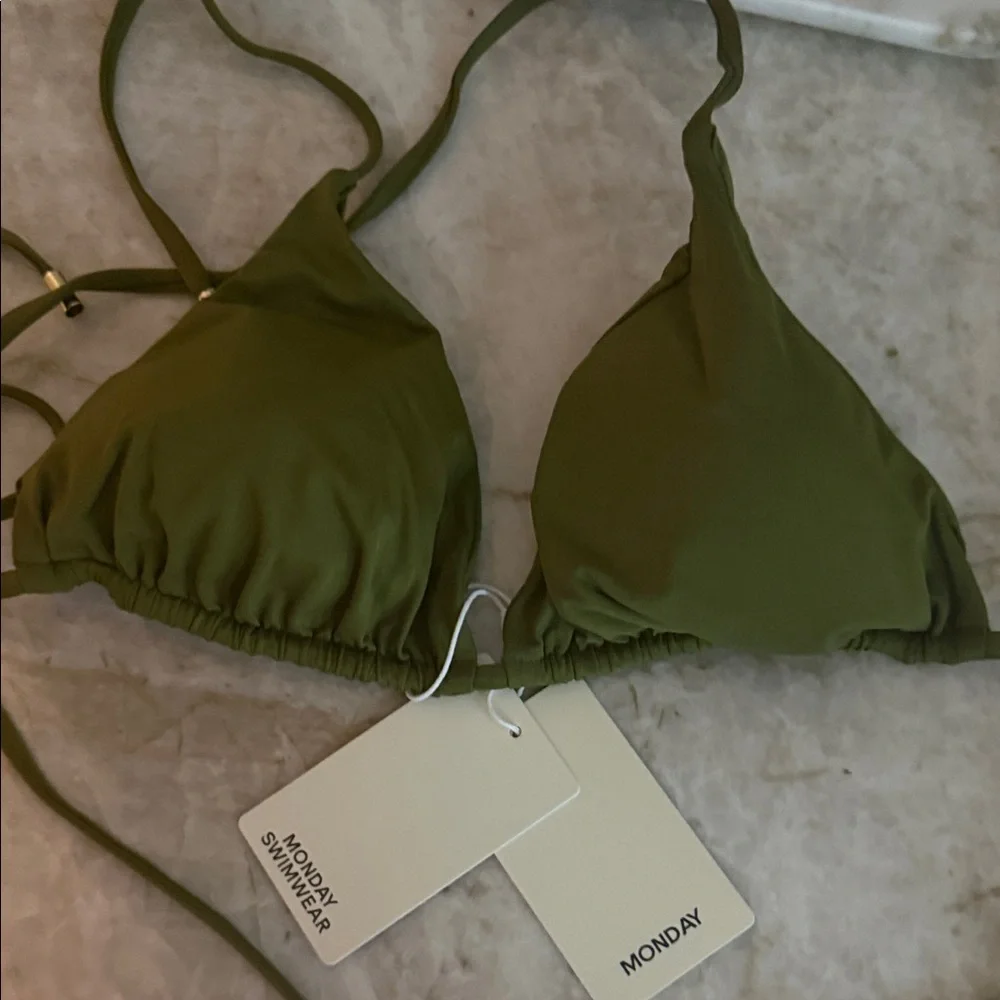 Monday Swimwear Olive Green Triangle String Bikini